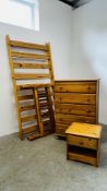 A PINE FIVE DRAWER CHEST,