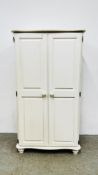 A IVORY FINISH MODERN TWO DOOR WARDROBE WIDTH 90CM DEPTH 50CM HEIGHT 163CM