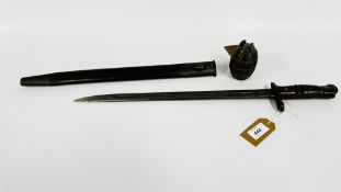 A REMINGTON BAYONET 1913 PATTERN NOVEMBER 1916 SCABBARD MARKED TU HOME GUARD WW2 USE + A CASTING OF