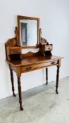 SATINWOOD SINGLE DRAWER DRESSING TABLE W 91CM D 46CM H 141CM.