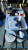 2 X 5 LITRE CANS RAINCHECK WATER SEAL MASONRY WATER REPELLENT (SEALED), PLUS VARIOUS EMULSION,