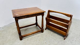 A SIMON SIMPSON BESPOKE CHERRYWOOD OCCASIONAL TABLE 56 X 41CM ALONG WITH A CHERRYWOOD BESPOKE