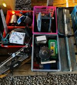 4 X BOXES ASSORTED TOOLS TO INCLUDE BOSCH TWIN HEAD BENCH GRINDER, DRAPER PRECISION MITRE SAW,