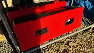 TWO AS NEW JONESCO FRONT LOADER PLASTIC STORAGE BOXES / FIRE EXTINGUISHER BOXES.