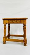 SIMON SIMPSON LIMITED EDITION BESPOKE OAK JOINT STOOL COMMEMORATING NORWICH CATHEDRAL 1096 TO 1996