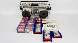 A SHARP GF-9191 GHETTO BLASTER COMPLETE WITH ORIGINAL INSTRUCTION BOOK + 57 X AS NEW TDK FE90 BLANK