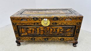 A CHINESE CAMPHOR WOOD CHEST L 89 X D 42 X H 48CM.