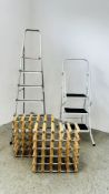 A SET OF BERGMAN THREE TREAD FOLDING HOUSEHOLD STEPS,