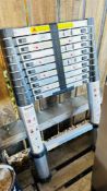 ALUMINIUM TEN TREAD TELESCOPIC LADDER.