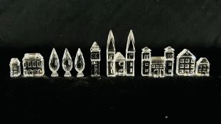 A GROUP OF SWAROVSKI CRYSTAL MINIATURES TO INCLUDE A CATHEDRAL AND RELATED BUILDINGS,