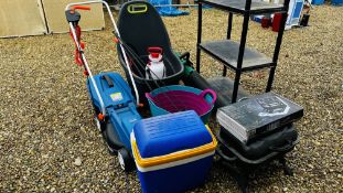 HYUNDAI ELECTRIC ROTARY LAWNMOWER WITH COLLECTOR, A GARDEN TWO WHEEL PLASTIC TRUG,