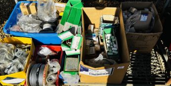 QUANTITY OF AS NEW HARDWARE FIXINGS AND FITTINGS INCLUDING CABLE, HOOKS, NUTS, BOLTS.