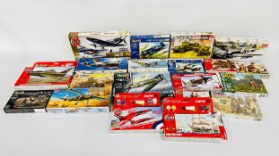 A BOX CONTAINING A QUANTITY OF AIRFIX, EMHAR & ACADEMY MODEL KITS,