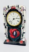 A MOORCROFT POTTERY MANTEL CLOCK 