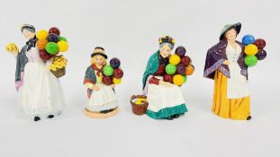 A GROUP OF 4 ROYAL DOULTON FIGURINES TO INCLUDE BALLOON GIRL HN 2818, BALLOON LADY HN 2935,