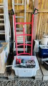 PARKSIDE ELECTRIC PLASTER MIXER ATTACHMENT AND TOOLS AND SACK BARROW - SOLD AS SEEN.