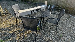 KETLER METALCRAFT CIRCULAR GARDEN TABLE DIAMETER 110CM WITH FOUR MATCHING CHAIRS AND KETLER GARDEN