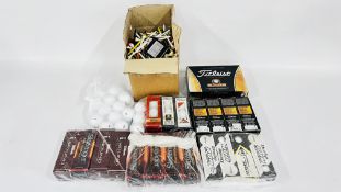 A BOX OF ASSORTED GOLF BALLS TO INCLUDE PRO V1 & TITLEIST EXAMPLES.
