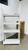 IKEA WHITE METAL FRAMED FIVE TIER SHELF UNIT,