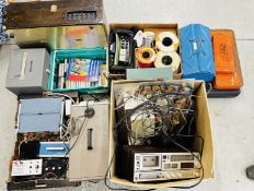AN EXTENSIVE GROUP OF VINTAGE ELECTRONIC EQUIPMENT TO INCLUDE OSCILLOSCOPE, POWER SUPPLIES,