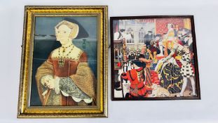 A GILT FRAMED PRINT DEPICTING JANE SEYMOUR, W 57 X H 74.