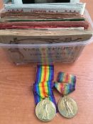 MEDALS: WW1 VICTORY MEDALS TO 47386 PTE A.R. WELLINGS S. WALES. BORD AND 69286 2 CPL H.T. WEALE R.E.