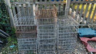 19 X RECLAIMED GALVANISED METAL WIRE STACKING CRATERS.