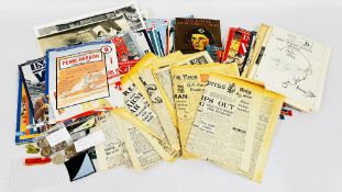 BOX OF WW2 AND LATER EPHEMERA TO INCLUDE HMSO PUBLICATIONS AND AERIAL PHOTOS, NEWSPAPERS ETC.