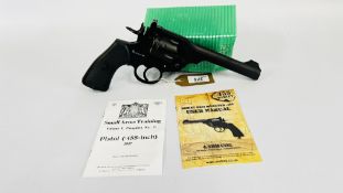 A BOXED AS NEW WEBLEY MKVI 6MM Co2 SERVICE REVOLVER WITH PAPERWORK - (ALL GUNS TO BE INSPECTED AND