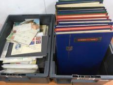 STAMPS: TWO TUBS ONE WITH GB USED COMMEMS IN TWELVE STOCKBOOKS, THE OTHER WITH PHQ CARDS, ETC.