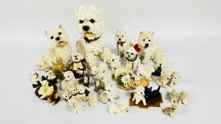 A COLLECTION OF WEST HIGHLAND TERRIER AND SIMILAR TO INCLUDE LEONARDO & AYNSLEY EXAMPLES ETC.