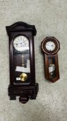 TWO WALL CLOCKS TO INCLUDE AN EXAMPLE MARKED REGULATOR - SOLD AS SEEN.