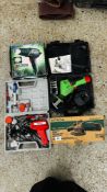 AS NEW BOXED HITACHI 110 VOLT 115MM ANGLE GRINDER, PARKSIDE HOT AIR GUN,