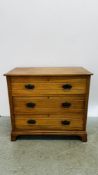 EDWARDIAN SATINWOOD THREE DRAWER CHEST W 92CM D 51CM H 83CM.