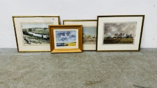 THREE FRAMED PETER SOLLY ORIGINAL LANDSCAPE WATERCOLOURS TO INCLUDE 'WINTER LANDSCAPE - WESTON' 20