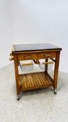 A GRANITE TOP KITCHEN WORK STATION LENGTH 78CM, DEPTH 58.