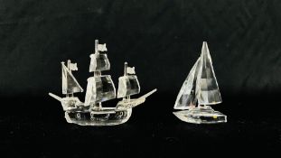 A SWAROVSKI CRYSTAL SHIP 7473 NR 000 003 & A SAILING BOAT 7473 NR 000 004 A/F WITH PRESENTATION