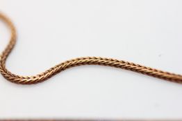 A 9CT GOLD BOX LINK NECKLACE AND ONE OTHER 9CT GOLD NECKLACE.