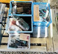5 X BOXES CONTAINING POWER TOOLS, ELECTRICAL TEST EQUIPMENT, SOLDERING EQUIPMENT,