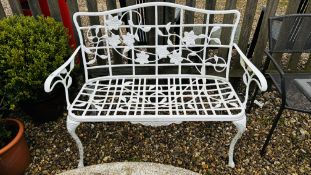 A DECORATIVE CAST ALUMINIUM GARDEN BENCH