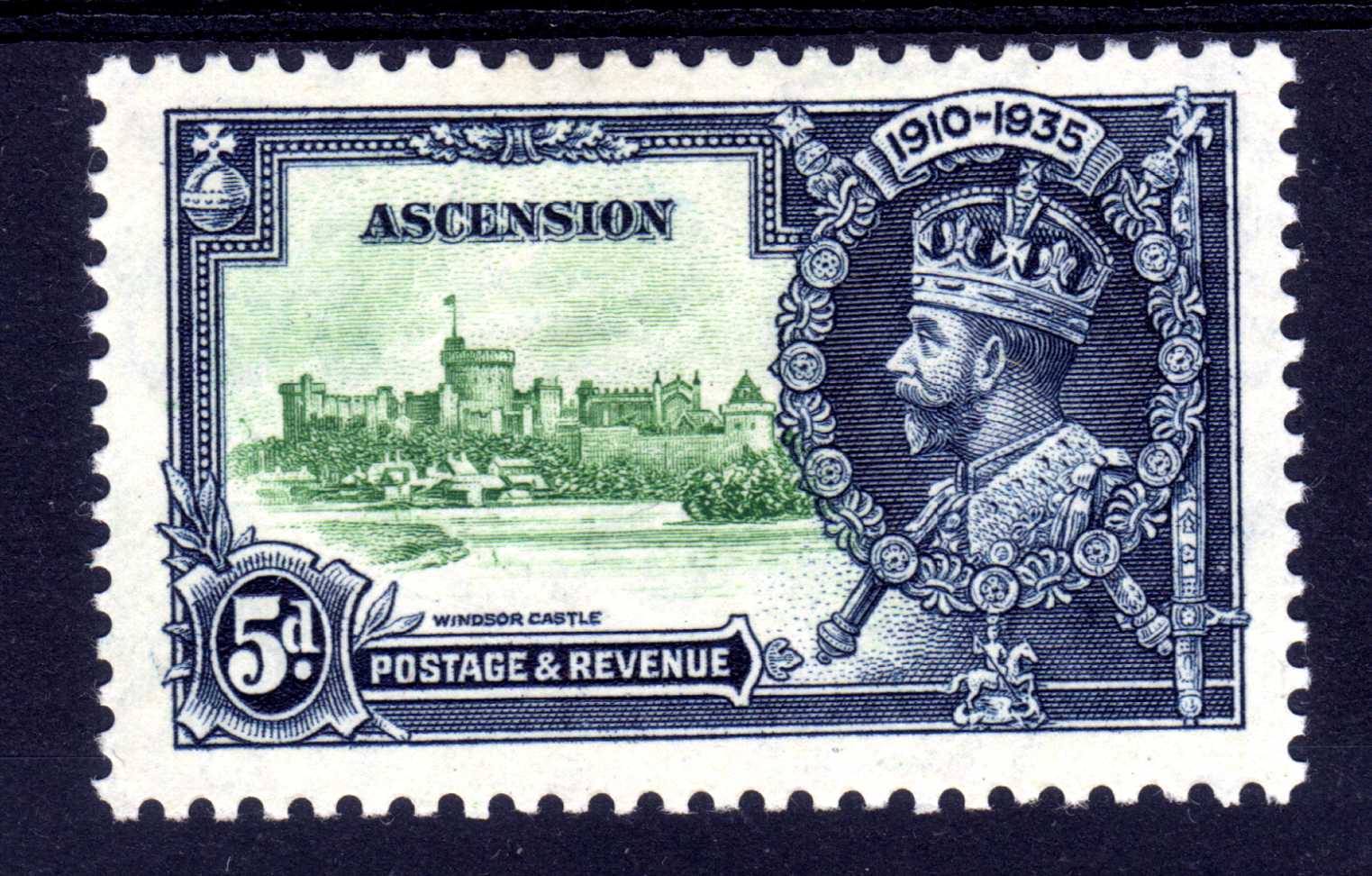 ASCENSION: 1935 SILVER JUBILEE 5d 'KITE AND VERTICAL LOG' VARIETY OG, SG 33k.
