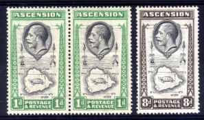 ASCENSION: 1934 1d & 8d 'TEARDROPS' FLAW OG, SG 22, 22a, 27a.