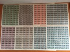 FALKLAND ISLANDS DEPS: SOUTH SHETLANDS 1944-5 SET IN COMPLETE SHEETS OF SIXTY, MNH, A FEW FAULTS,