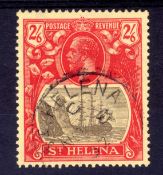 St HELENA: 1922-37 SCRIPT 2/6 FINE CDS USED SHOWING 'BROKEN MAINMAST' VARIETY. SG 109a.