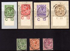 ASCENSION: GB USED IN 1912-22 ½d (2, ONE WITH CONTROL C13), 1d, 2d, 3d CONTROL C13,
