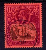 St HELENA: 1922-37 £1 FINE CDS USED, SG 96.