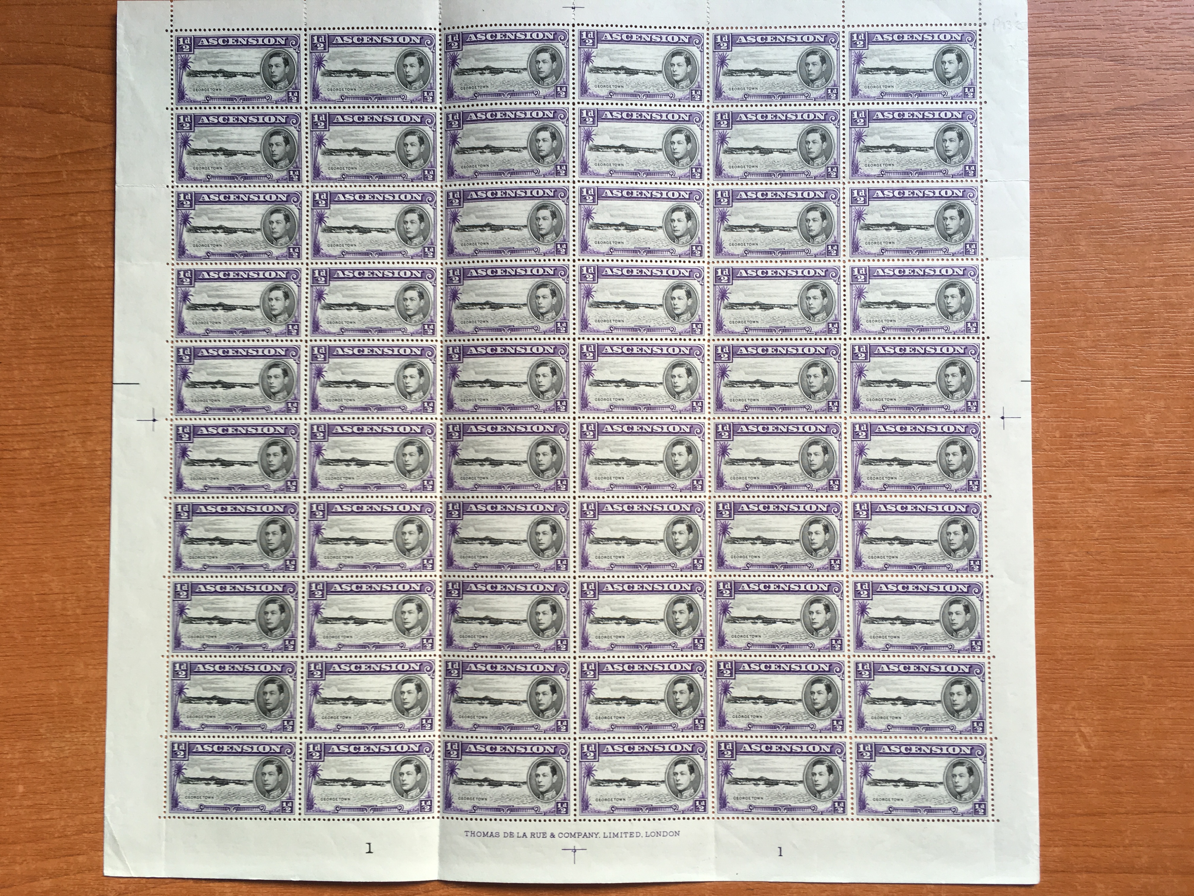 ASCENSION: 1938-53 COMPLETE SHEETS OF 60 COMPRISING ½d PERF 13½ (2, - Image 9 of 10