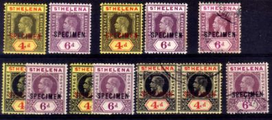 St HELENA: 1912-13 OPT SPECIMEN GROUP COMPRISING TWO OF EACH VALUE AND TYPE OG, 1912 6d,