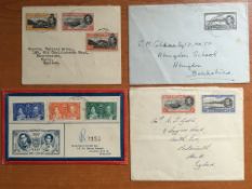 ASCENSION: 1938-53 COVERS SELECTION INCLUDING 1938 TO 1/- ON TWO SELFRIDGES REGISTERED COVERS TO UK,