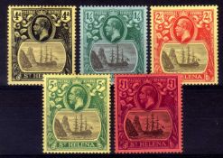 St HELENA: 1922-37 MCA SET OF FIVE OG, SG 92-6.